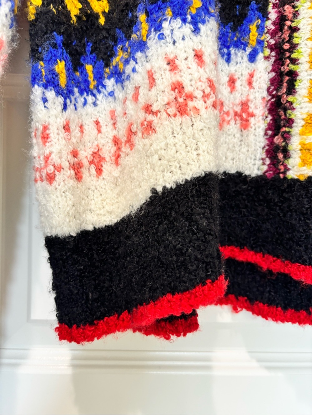 Free People Sz M Alpaca Blend Fuzzy Crew Sweater Indie Boho Abstract Fair Isle - Picture 5 of 14
